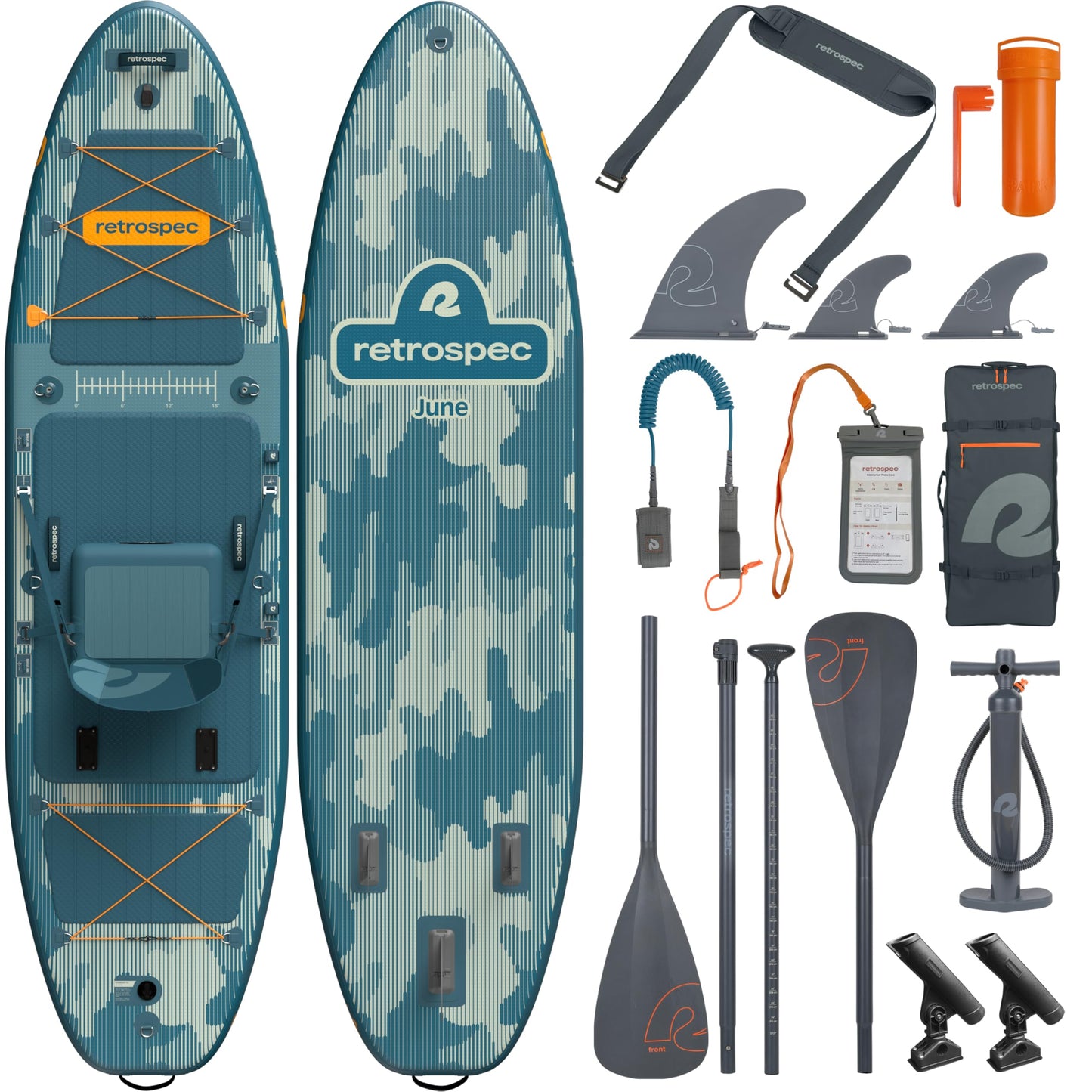 Retrospec June 11'6" Inflatable Fishing Paddle Board with Seat, Rod Holders & Non-Slip Deck