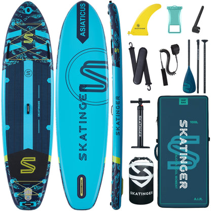 Skatinger 11'6"x35" Inflatable Paddle Board 450LBS | Ultra Stable Wide SUP for Family 3 People