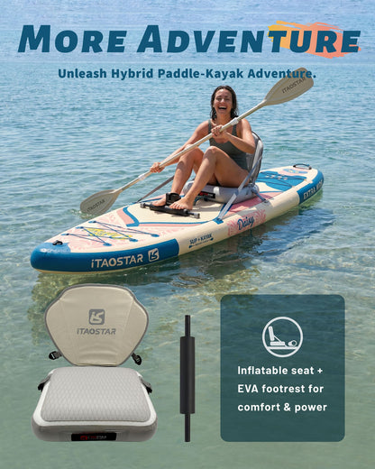 iTAOSTAR 34" Extra Wide Inflatable Paddle Board with Kayak Seat | Stable SUP for Adults All Levels