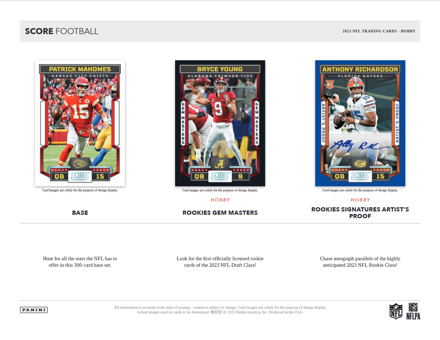 2023 Panini Score Football Hobby Box